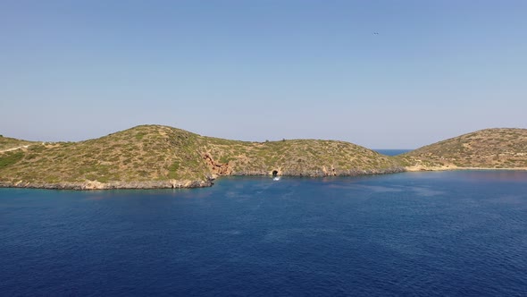 Aerial View of Boats in the Mediterranean Sea, Crete, Greece