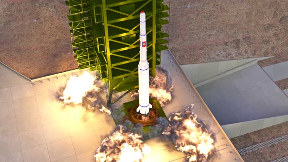 The take-off of the North Korean expendable carrier rocket Unha-3