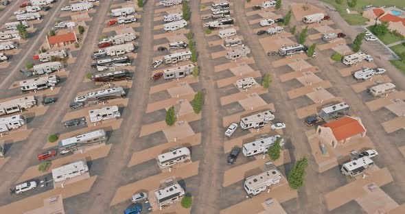 Aerial View of Trailer RV Vacation in a Travel Recreational Vehicle ...