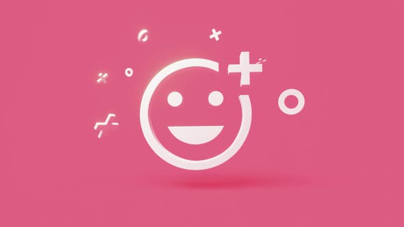 Smile 3d Icon on a Simple Pink Background  Seamless Animation Loop alt