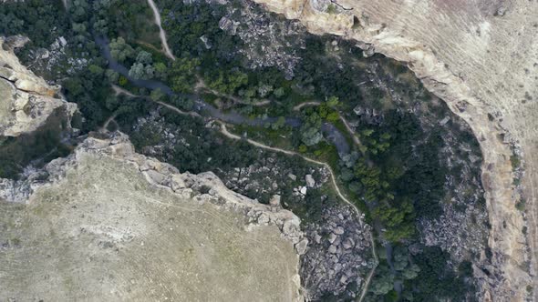 Ihlara Valley Canyon View From Air During Sunrise