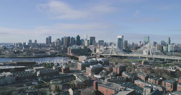 Aerial Shot of Boston With a View of the Bunker Bridge and Skyline alt