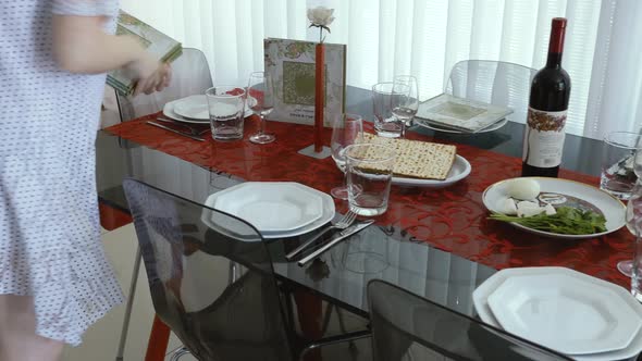 Setting Up Passover Table