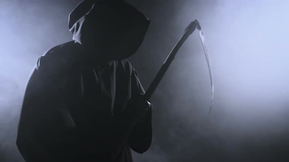 Horrible Dark Figure In A Hoodie With A Scythe alt