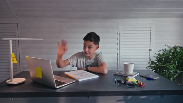 Back to School Online Learning Distance Lesson Education at Home Technology for Schoolboy alt