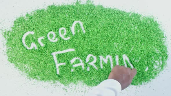 Indian Hand Writes On Green Green Farming
