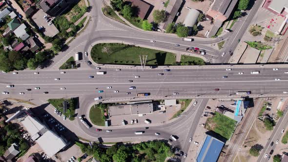 Aerial Top Down View of Road Bridge with Traffic Road Infrastructure alt
