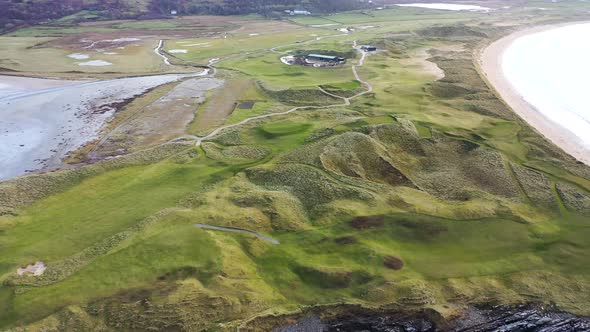 Aerial View Carrickfad with Cashelgolan Beach and the Awarded Narin Beach By Portnoo County Donegal alt