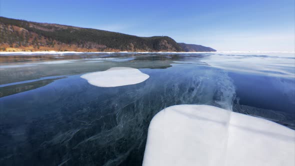 Bubbles Inside Ice on Frozen Baikal Lake