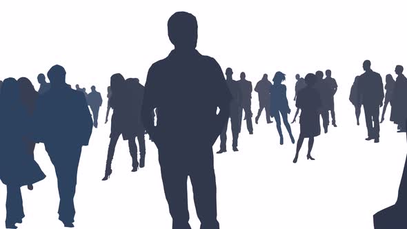 slowly camera panning or walking around in the crowd of people in the round path alt