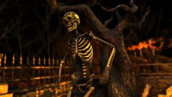 Shinny skeleton in a gold graveyard alt