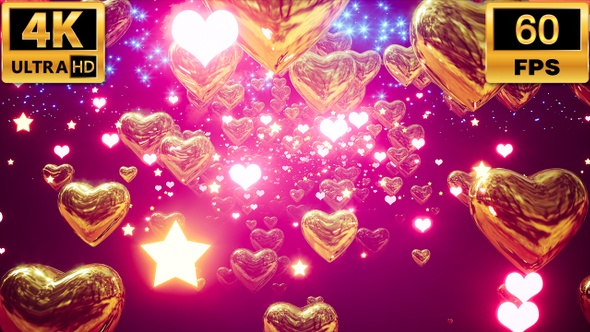 Glow Golden Hearts 4k 