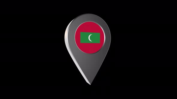 3d Animation Map Navigation Pointer With Maldives Flag With Alpha Channel - 4K alt