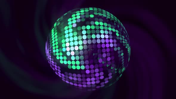 Disco ball spins with hypnotic colors alt