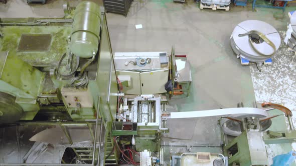 Aerial View of the Interior of an Industrial Metal Processing Factory alt