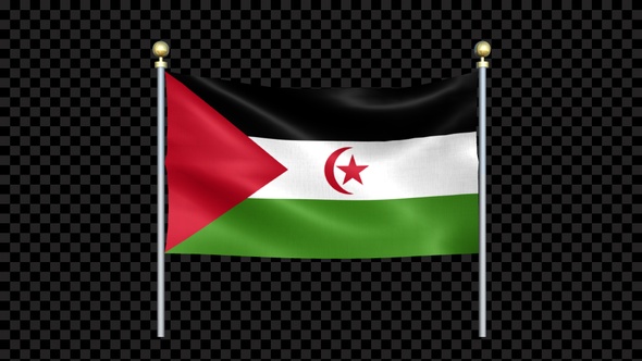 Western Sahara Flag Waving In Double Pole Looped alt