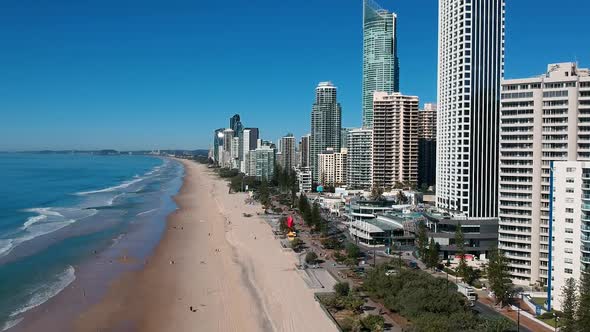 Aerial view showing Australia's Gold Coast waterways and urban sprawl on a clear day alt