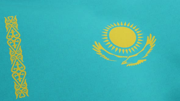 National Flag of Kazakhstan Waving Original Size and Colors 3D Render Republic of Kazakhstan Flag alt