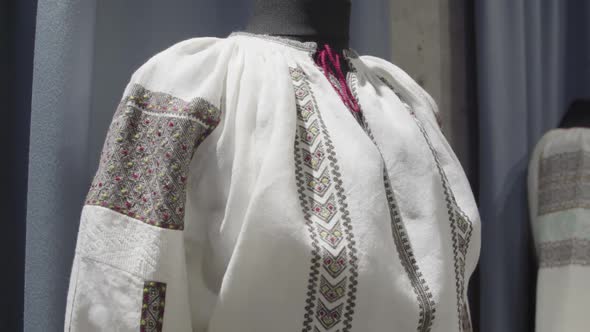 Macro Filmed Details From a Traditional Hand  Embroidered Peasant Blouse  Ie Romanian alt