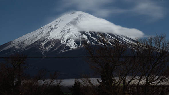 Time lapse Fuji Mountain at night 