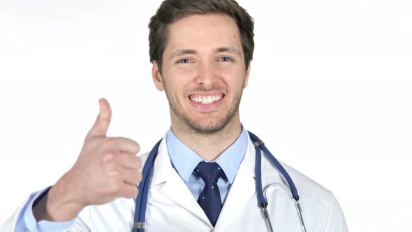 Portrait of Doctor Gesturing Thumbs Up alt