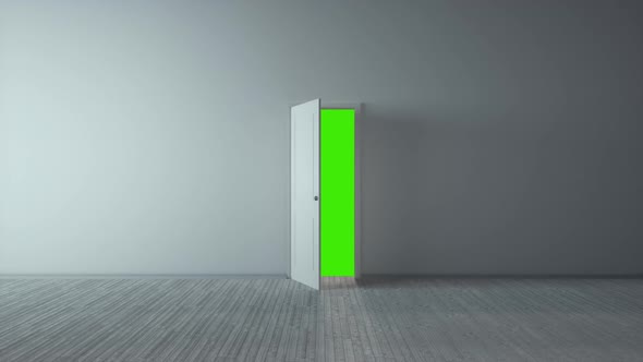 Classic Design Door Opening to Green Screen Chroma Key alt