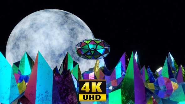 Flying Over A Neon Mountain Planet 4K alt