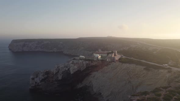 Panoramic view of Fort of Santo Antonio de Belixe against Cape St. Vincent, Algarve. alt
