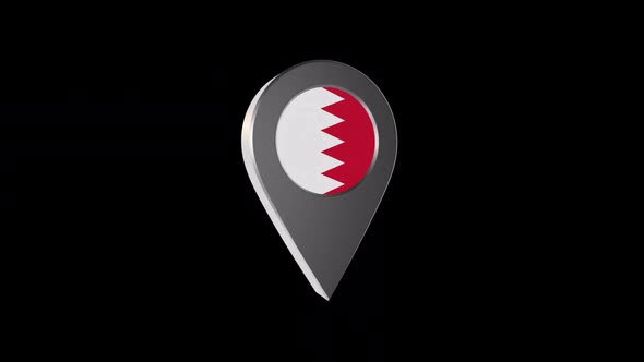 3d Animation Map Navigation Pointer With Bahrain Flag With Alpha Channel  - 2K alt