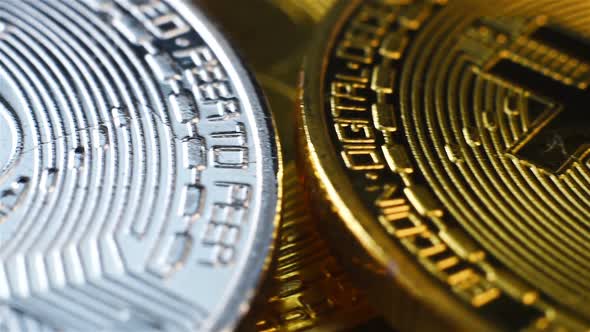 Cryptocurrency Coins With Bitcoin Symbol.