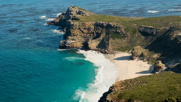 Pristine Diaz Beach at Cape Point, Cape Peninsula; static elevated view alt