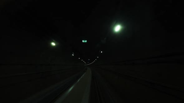 Underground Train Slowing Down As Moving Close To the Station alt