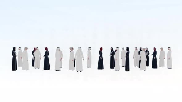 4K alpha channel,3D arab crowd on transparency background
