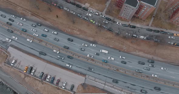 Freeway Cars and Trucks on Road Traffic on Highway alt