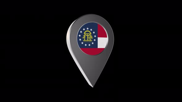 3d Animation Map Navigation Pointer With Georgia Flag With Alpha Channel - 4K alt
