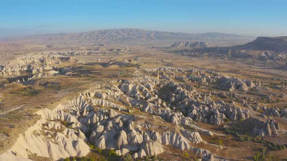 Cappadocia Aerial Drone View Volcano Rock Formation and Ancient Caves alt