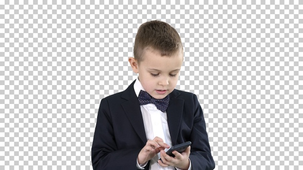 Intelligent Boy Is Texting Message Playing, Alpha Channel alt