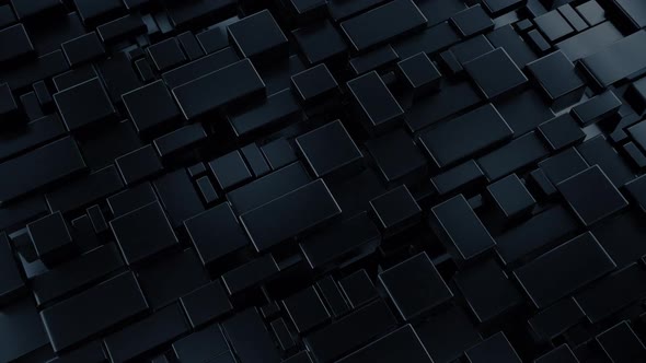 3D Abstract Moving Blocks Black