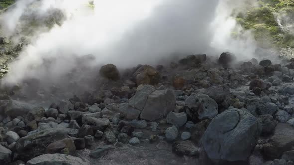 Activity of Natural Volcanic Hot Springs at Foot of Active Volcano on Kamchatka Peninsula