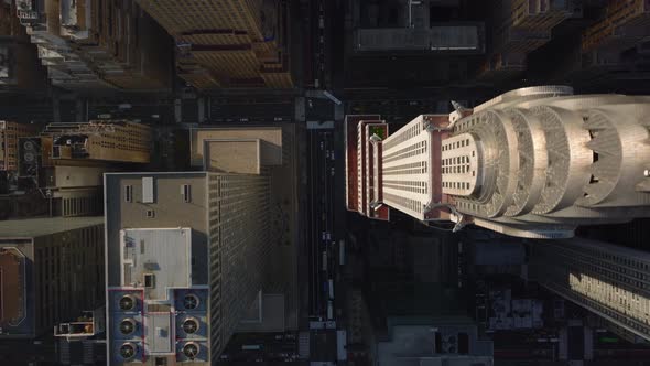 Aerial Birds Eye Overhead Top Down View of Traffic at Streets of City alt