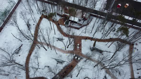 Gorky Central Park, Dinosaur park, aerial Kharkiv