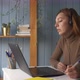 Woman Wear Headphone Study Online with Internet Teacher Learn Language Talk Looking at Laptop - VideoHive Item for Sale