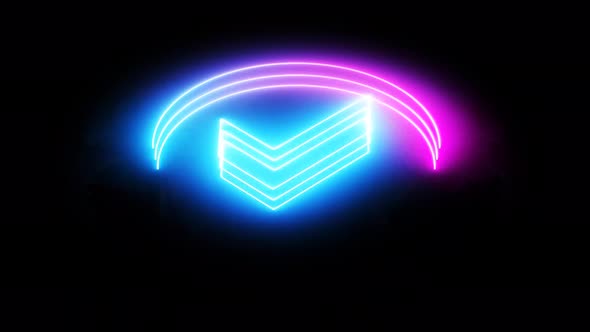 Check mark animation with neon glowing pink and blue light. A 245