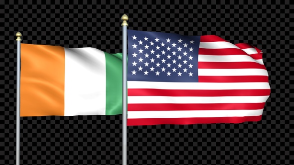Cote D'ivoire And United States Two Countries Flags Waving alt