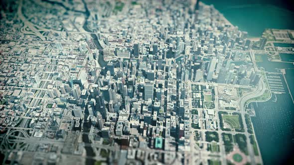 Tilt Shift Chicago from Aerial View alt