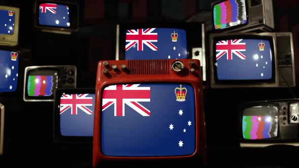 Flag of Victoria, Australia, on Retro TVs. alt