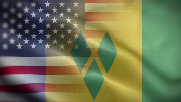 USA Saint Vincent And The Grenadines Flag Loop Background 4K
