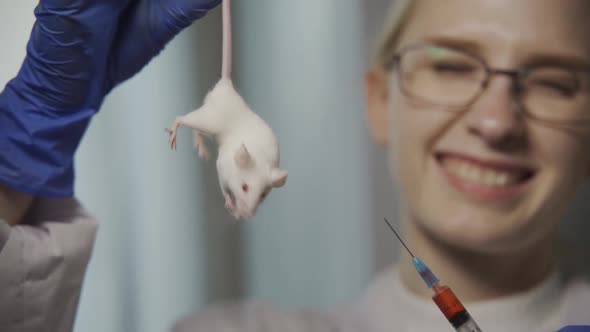 A Female Scientist Took a Blood Test From a Mouse
