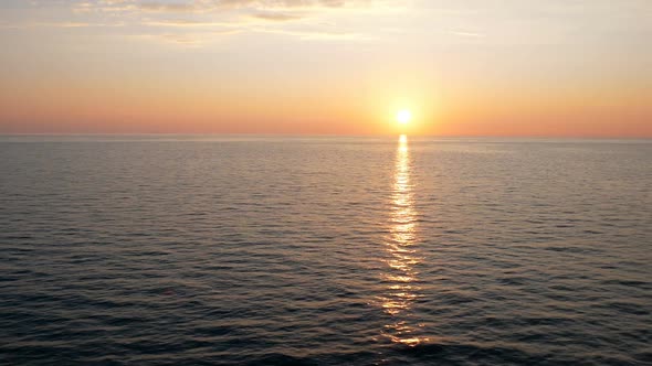Beautiful Sunset Over Calm Blue Sea In Croatia