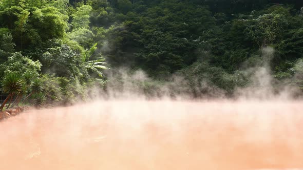 Red hell hot spring in Japan alt